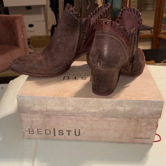 BED|STU Distressed Brown Ankle Booties - Picture 10 of 11